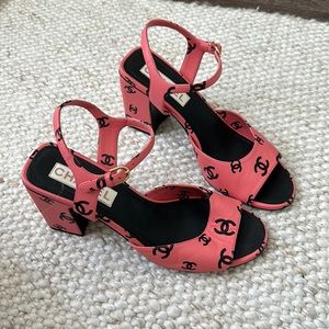 Chanel Pink Logo Heels